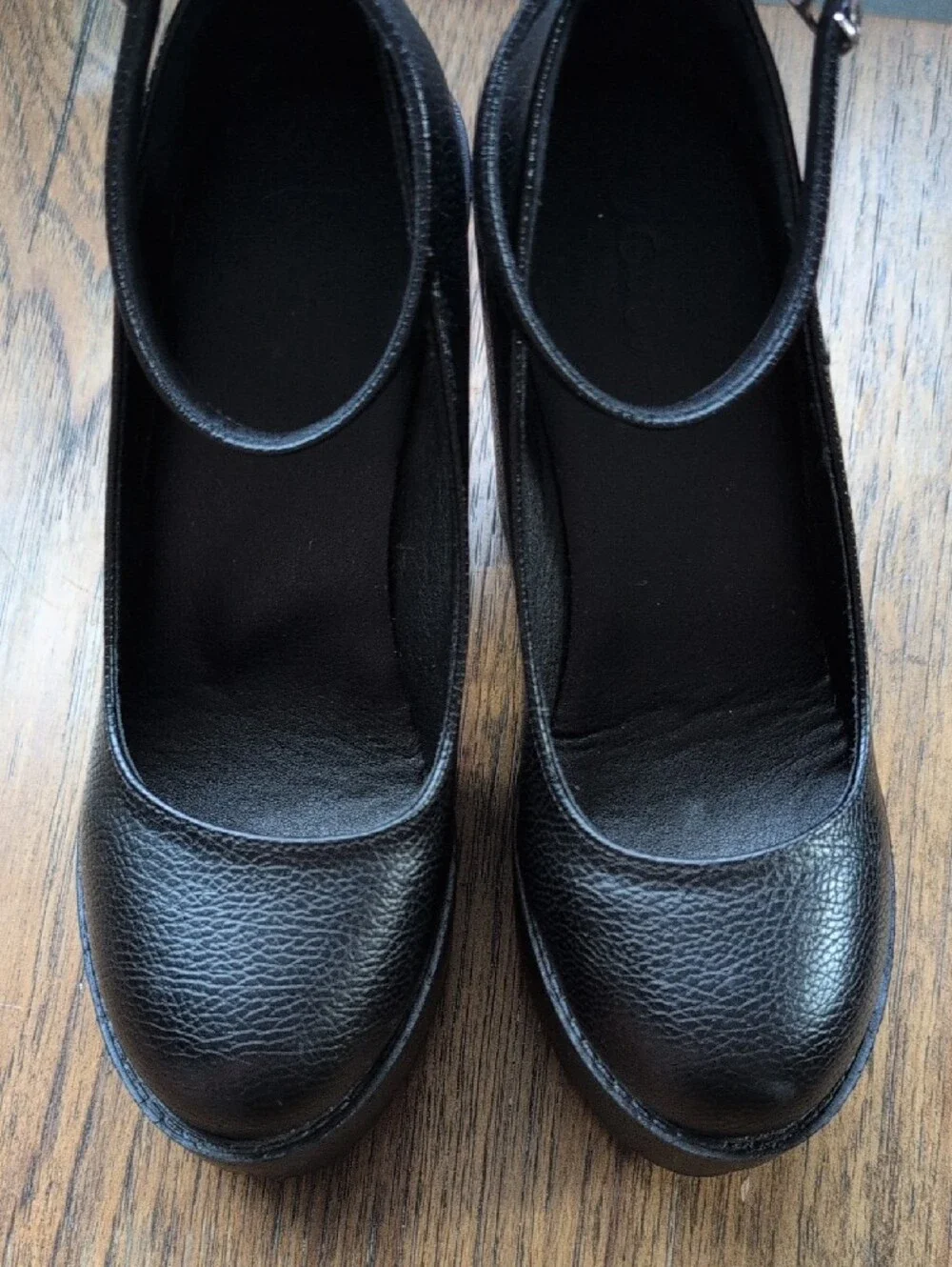 Classic Black Platform Mary Jane Heels with Ankle Strap